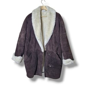 J. Percy By Marvin Richards Brown Suede Winter Coat Faux Fur Lined Size Large